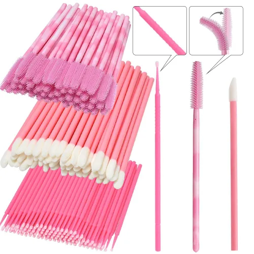 Vista 18 de Kit de suministros para extensión de pestañas de 300 piezas, cepillos desechables para pestañas, micro hisopos, varitas para máscara, cepillos