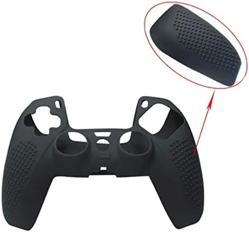 Vista 2 de Funda protectora de silicona antideslizante con tapa de joystick para PlayStation 5 PS5 Controller Gamepad (negro)