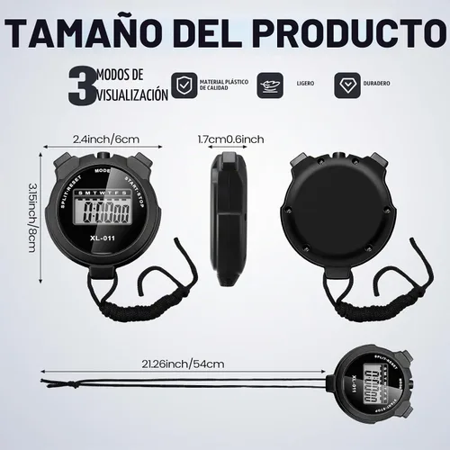 Vista 2 de TOODOO Paquete de 12 cronómetros digitales multifunción, cronómetro deportivo a granel con cordón, pantalla de plástico, impermeable, fecha, hora
