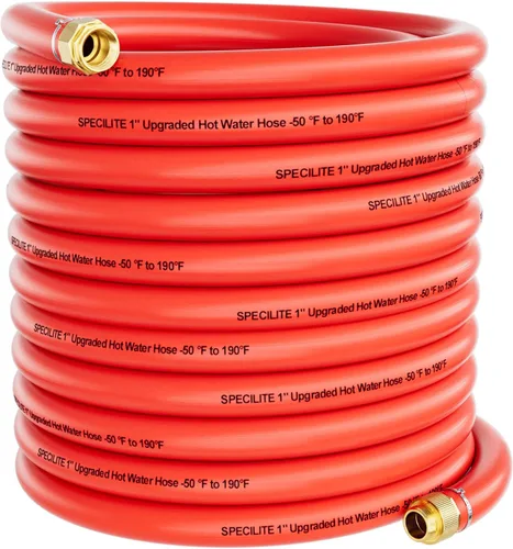 Vista 12 de SPECILITE Manguera de agua de jardín fría/caliente de 1 pulgada, 50 pies, -50 ℉ a 190 ℉, alto flujo de agua, flexible y ligera, tubo de goma