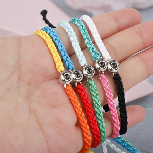 Vista 2 de Pulsera de fotos personalizada para hombres y mujeres, pulsera de proyección de fotos personalizada, pulseras de fotos circulares con imagen