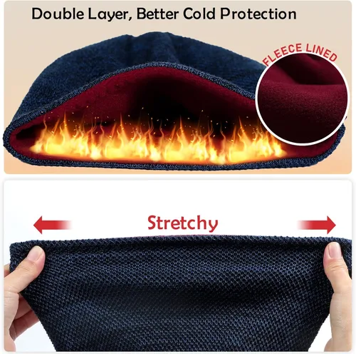 Vista 4 de Lvaiz - Gorro de invierno para hombre o mujer, con forro de vellón cálido, reversible, resistente al viento, gorro de punto unisex