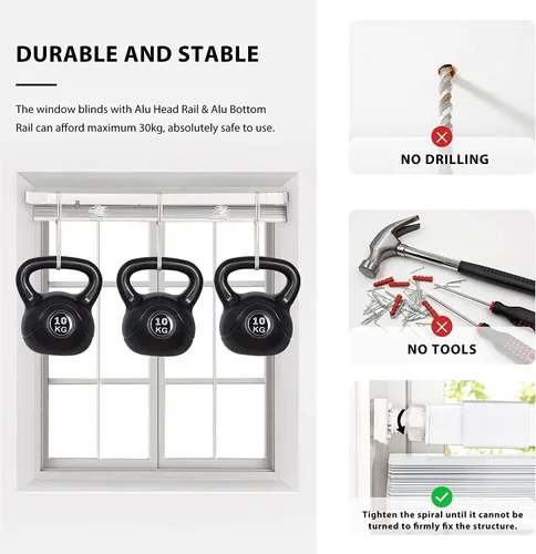 Vista 43 de LazBlinds Mini persianas de aluminio de 1" sin herramientas, sin necesidad de taladro, persianas sin cables para ventanas, persianas horizontales