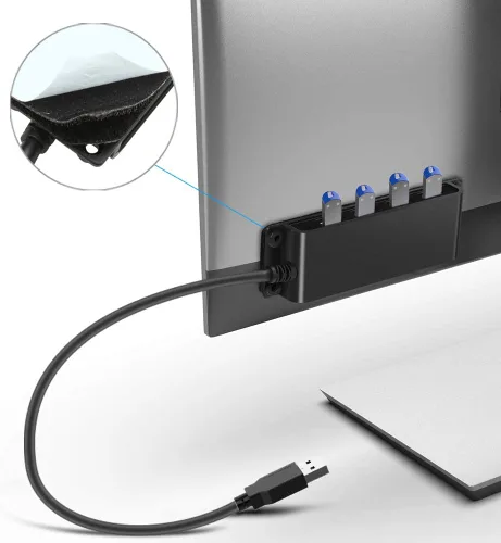 Vista 2 de Hub de escritorio portátil USB 3.0 de 4 puertos, concentrador de datos USB 3.0 fija con cable de 3.3 pies para MacBook, Mac Pro/Mini, iMac, XPS