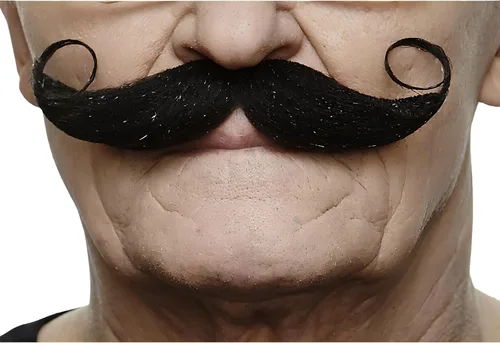 Vista 59 de Mustaches Self-Adhesive Fake Mustache, Synthetic Fur Costume Accessory Set Arqueólogo gris con blanco