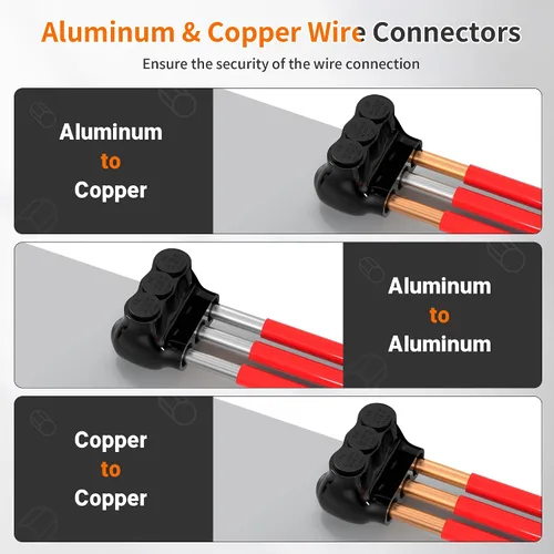 Vista 4 de Joinfworld Conector multigrifo aislado de 3 puertos 1/0-14AWG de aluminio a cobre, conectores de aluminio de entrada de un solo lado con hexagonal