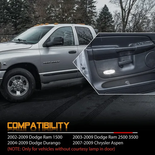 Vista 7 de Gempro Reflectores de panel de puerta LED para Dodge Ram 1500 2500 3500 Durango 2003-2009, Chrysler Aspen 2007-2009 Lámparas de puerta de cortesía