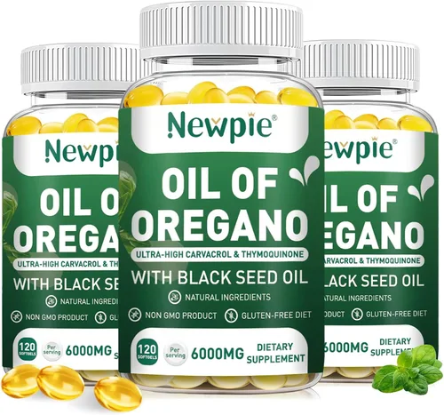 Vista 9 de Aceite de orégano Newpie con cápsulas blandas de aceite de semilla negra, 120 cápsulas blandas, aceite equilibrado de orégano, suplemento formulado