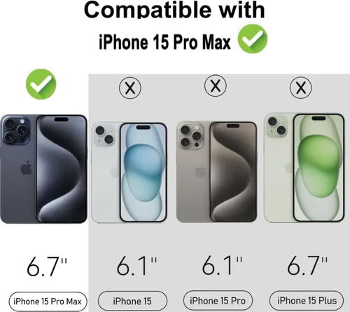 Vista 2 de luolnh Funda compatible con iPhone 15 Pro Max, para mujeres y niñas, a prueba de golpes, con patrón floral transparente, carcasa trasera dura