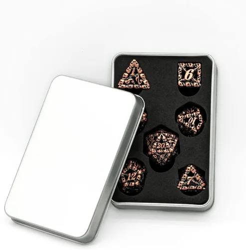 Vista 6 de UDIXI Juego de dados de metal DND: dados de metal D&D huecos de calavera, juego de dados poliédricos para Calabozos y Dragones Pathfinder