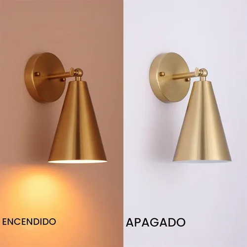 Vista 7 de MWZ Juego de 2 Apliques Dorados, Apliques de Pared Modernos de Latón con Pantalla de Metal, Lámpara de Brazo Oscilante de Montaje en Pared