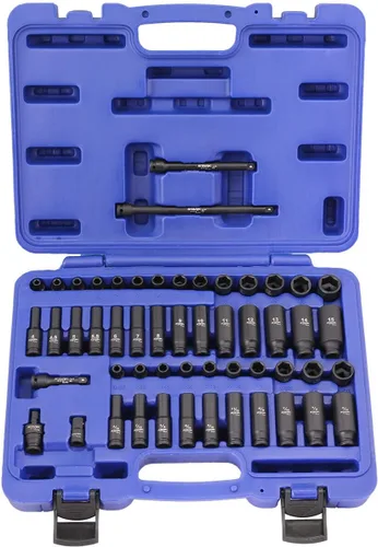 Vista 2 de Juego de dados de impacto de 53 piezas de 1/4 "SAE y métrico estándar profundo NUEVO