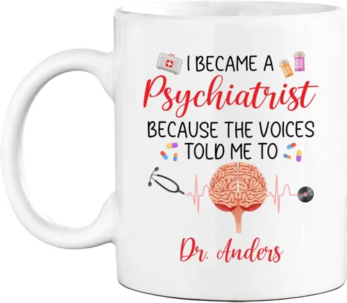 Vista 24 de Taza de café personalizada para psiquiatra jubilada, regalo para el abuelo y la abuela, "A Truly Great Psychiatist Is Hard To Find Difficult To Part