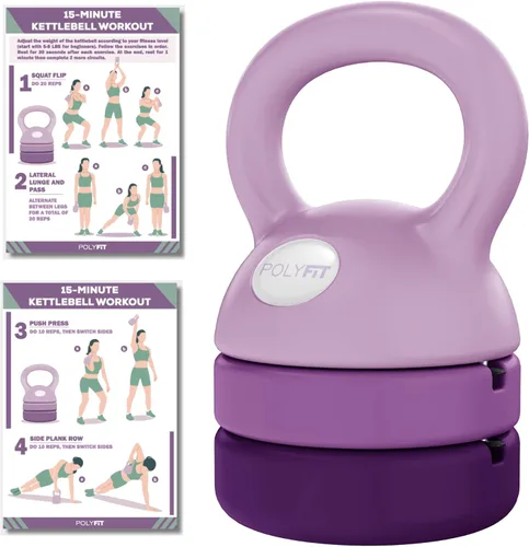 Vista 8 de Polyfit Adjustable Kettlebell 5 lb - 12 lb Kettlebells Weights Set for Home Gym Kettle Bell Sets for Women at Home 3-in-1 adjustable design