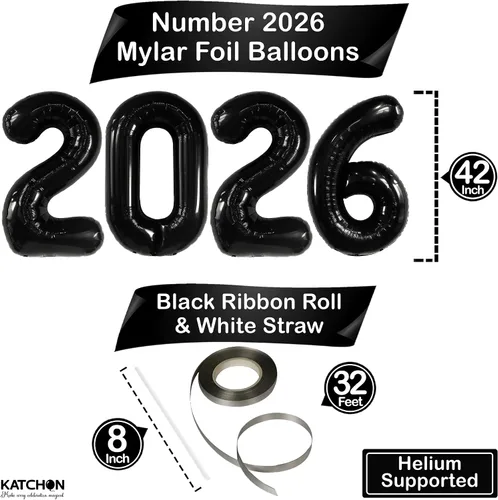 Vista 2 de KatchOn Globos gigantes negros 2023, 40 pulgadas, adornos de graduación, de fiesta, globos negros, decoraciones para clase de 2023