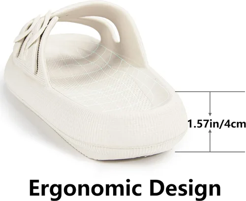 Vista 3 de Weweya - Pantuflas de almohada para mujeres y hombres - Toboganes de nube - Hebilla doble ajustable - Sandalias planas de EVA