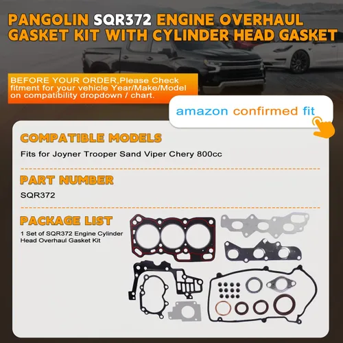 Vista 2 de PANGOLIN SQR372 Kit de juntas de revisión del motor SQR372 Junta del motor Kit de junta de reacondicionamiento de culata para Joyner Chery 800CC