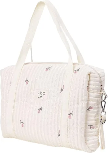 Vista 10 de Bolsa de pañales de algodón para bebé, bolsa de pañales de gran capacidad, bolsa de almacenamiento para cochecito de bebé, bolsa de almacenamiento