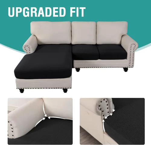 Vista 158 de OKYUK Fundas para sofá modular, 3 piezas, fundas de cojín de terciopelo para sofá, en forma de L, funda de cojín separado para sofá, protector