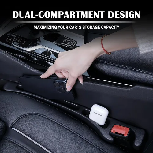 Vista 4 de Organizador de espacio para asiento de coche 2 en 1 y juego de posavasos para portavasos, nuevo tapón para el espacio del asiento del coche