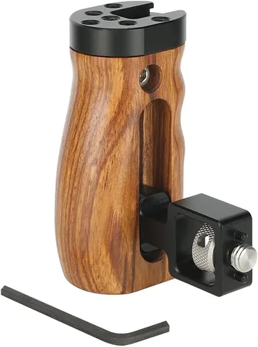 Vista 5 de NICEYRIG Wooden Side Handle for ARRI Locating Pin Adjustable Universal Left & Right Grip for DSLR Camera Cage Rig - 462