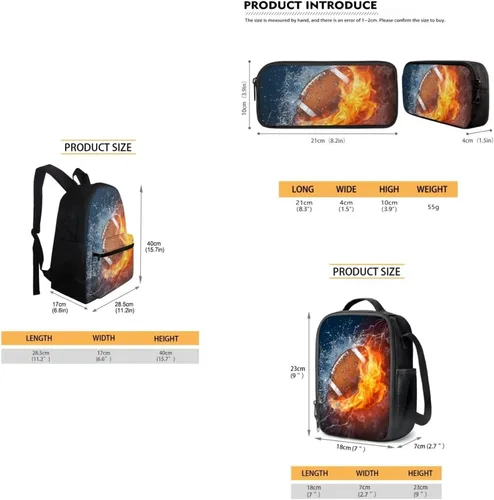 Vista 120 de FOR U DESIGNS Fuego baloncesto impreso niños escuela mochilas viaje mochila libro bolsa