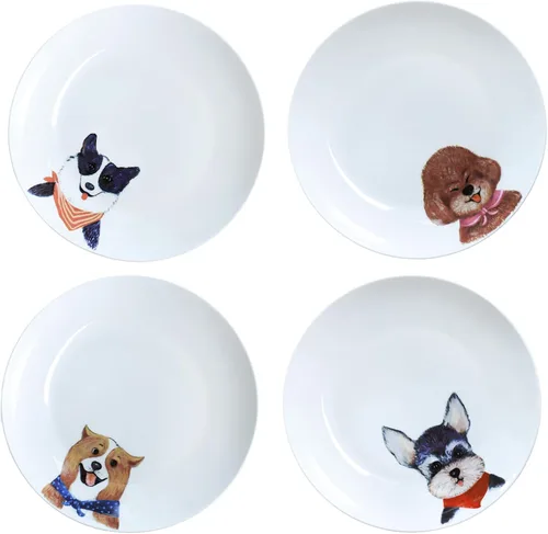 Vista 9 de Lindos platos de cerámica con diseño de animales pequeños, juego de 4 gatos pequeños, 8 pulgadas