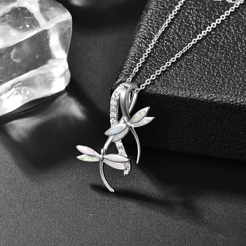 Vista 2 de PRAYMOS Collar de libélula de plata de ley 925 para mujer, colgante de libélula de ensueño, joyería de libélula, regalos de cumpleaños, cadena