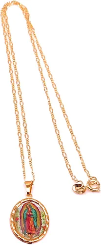 Vista 6 de LESLIE BOULES Virgen de Guadalupe - Collar con medalla de 175 pulgadas de largo cadena chapada en oro Metal