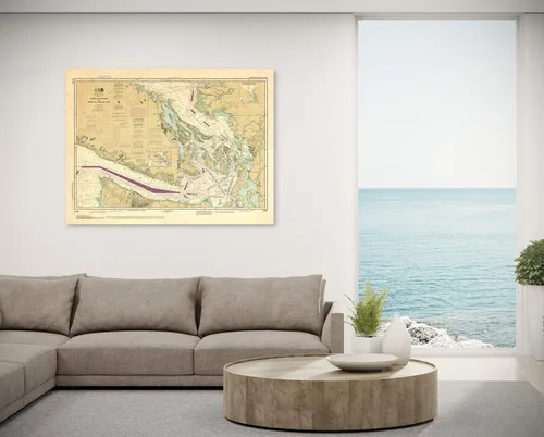 Vista 2 de Carta Náutica Decorativa - Gráfico NOAA 18400, Mapa de Calidad de Impresión Artística, Adecuado para Enmarcar. Arte de Pared, Impreso bajo Demanda.
