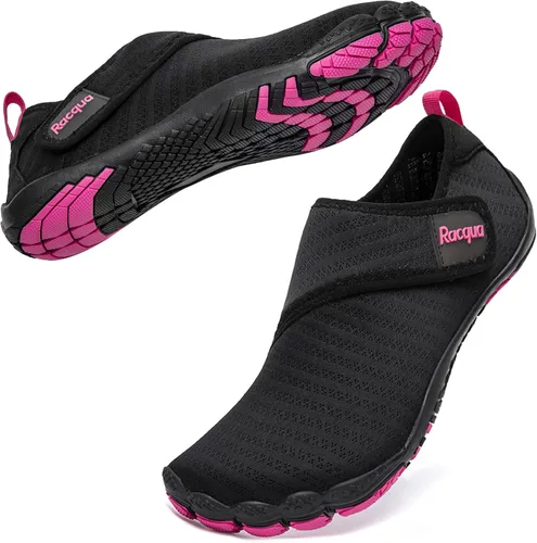 Vista 3 de Racqua Zapatos de agua sin cordones para hombre y mujer, de secado rápido, ligeros, para playa, natación, piscina, senderismo, deportes