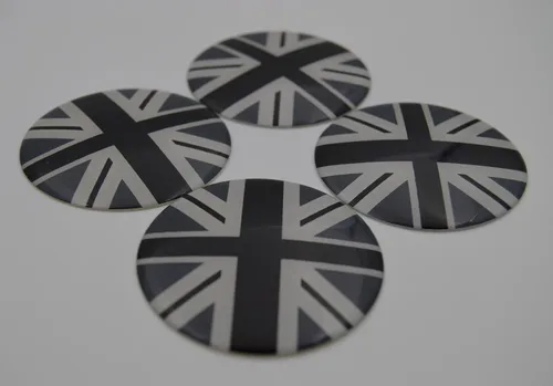 Vista 2 de 4 tapas centrales de rueda de bandera del Reino Unido, compatibles con Mini Coopers R50 R51 R52 R53 R55 R56 R57 R58 R59 R60 R61 F55 F56 con emblema