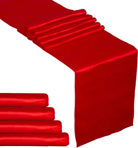 Vista 11 de Paquete de 2 caminos de mesa de satén azul bebé de 12 x 108 pulgadas de largo, satén brillante y sedoso para decoración de fiesta de cumpleaños