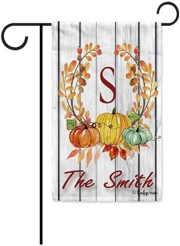 Vista 27 de Welcome Style Initial Garden Flag Snowflake Decor Customized Your Last Name 12.5X18 Inch Print Double Sided