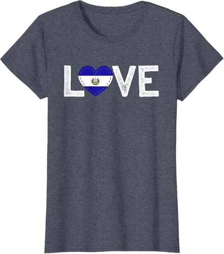 Vista 50 de Camiseta de regalo con la bandera de El Salvador LOVE, Negro, S