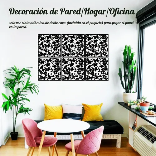 Vista 4 de Lchen - Divisor de habitación colgante, 12 piezas, panel de seguridad de PVC, pájaros, flores, para sala, comedor, estudio, sala de estar