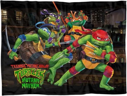 Vista 6 de LOGOVISION Teenage Mutant Ninja Turtles: Mutant Mayhem Blanket, 36"x58" Nightly Rooftop Escapade - Manta polar