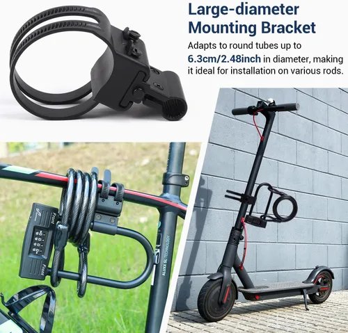 Vista 7 de Sportneer Cerradura de bicicleta: Cerradura en U de combinación sin llave de 0.551 in con cable de acero de seguridad de 5 pies - Cerraduras en U