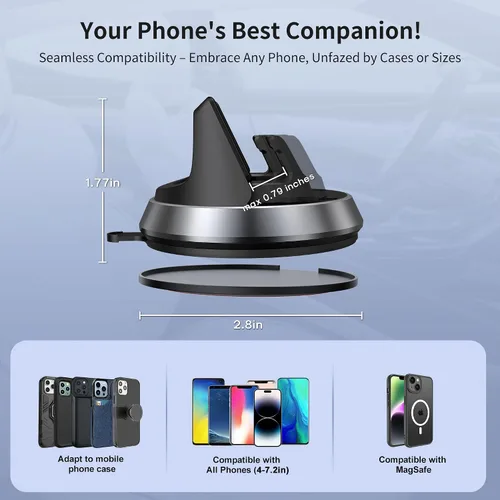 Vista 5 de MEIDI Soporte de teléfono para salpicadero, soporte para teléfono de coche, soporte para teléfono celular de coche ajustable con grosor