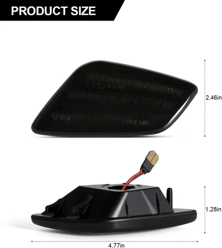 Vista 9 de Luces LED laterales compatibles con Jeep Wrangler TJ 1997-2006, luz intermitente ámbar ahumada, paquete de 2
