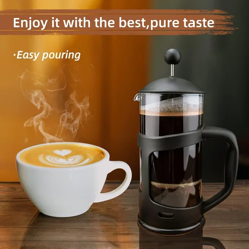 Vista 10 de RAINBEAN Mini Cafetera Francesa de Prensa, 1 Taza, 350 ml, Máximo Sabor con Filtro de Acero Inoxidable - Pequeña