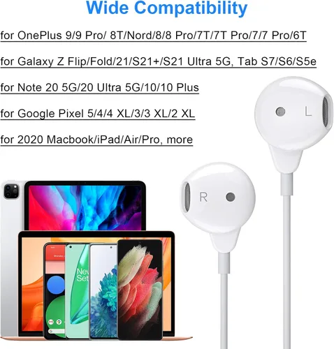 Vista 4 de Auriculares USB C para iPhone Air 17 Pro Max 16 16e 15 Plus para Samsung S25 S24 S23 FE S22 S21 A17 Galaxy Z Flip Type C Auricular con control
