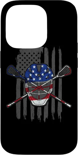 Vista 16 de iPhone 11 bandera estadounidense lacrosse Player Tee Lacrosse Portero caso