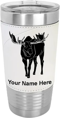 Vista 8 de LaserGram Vaso aislado al vacío de 20 onzas, alce, grabado personalizado incluido (piel sintética, estilo béisbol)