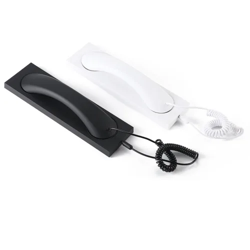 Vista 8 de Fumei Auricular de teléfono retro de 0.138 in reduce la radiación del teléfono celular Micrófono Altavoz Receptor de mano para teléfono Android Negro