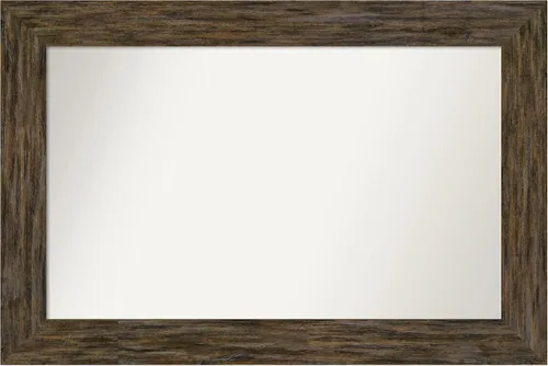 Vista 52 de Amanti Art Espejo personalizado, espejo de baño marrón Fencepost, espejo de pared o espejo de tocador de baño sobre el fregadero (27 x 27 pulgadas)
