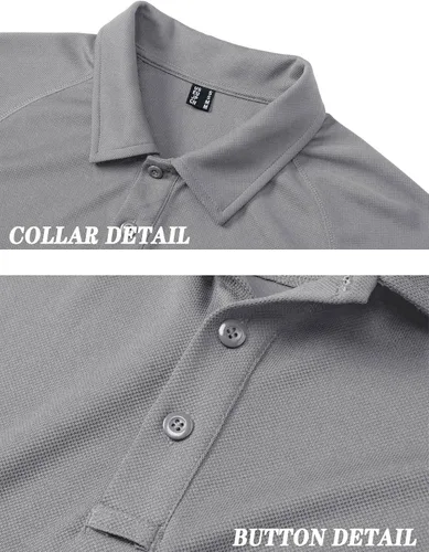 Vista 3 de TACVASEN Mens Casual Polo Shirts Short Sleeve Quick Dry 3 Buttons Summer Tennis Polo Outdoor Shirts with Pocket