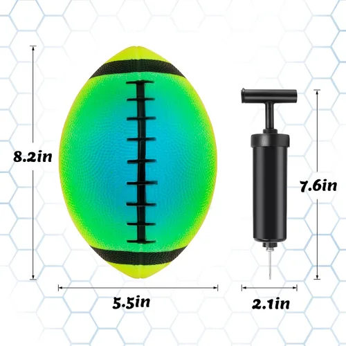 Vista 4 de Homotte Rainbow Sports Balls Paquete de 4, 1 de cada una de 8.5" Fútbol Americano, Baloncesto, Fútbol y Voleibol para Patio de Juegos, Juego