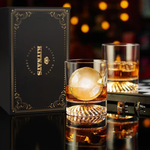Vista 6 de KITNATS Vasos de Whisky Old Fashioned de Cristal Soplado a Mano, Vasos Rocks, Vasos para Beber Cóctel, Bourbon, Scotch, Ron, Vodka, Licor 12 OZ