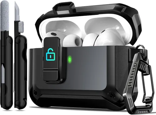 Vista 213 de R-fun Funda de carga compatible con AirPods de 2ª generación 2019, 1ª generación 2016, protección completa contra caídas, tapa desplegable